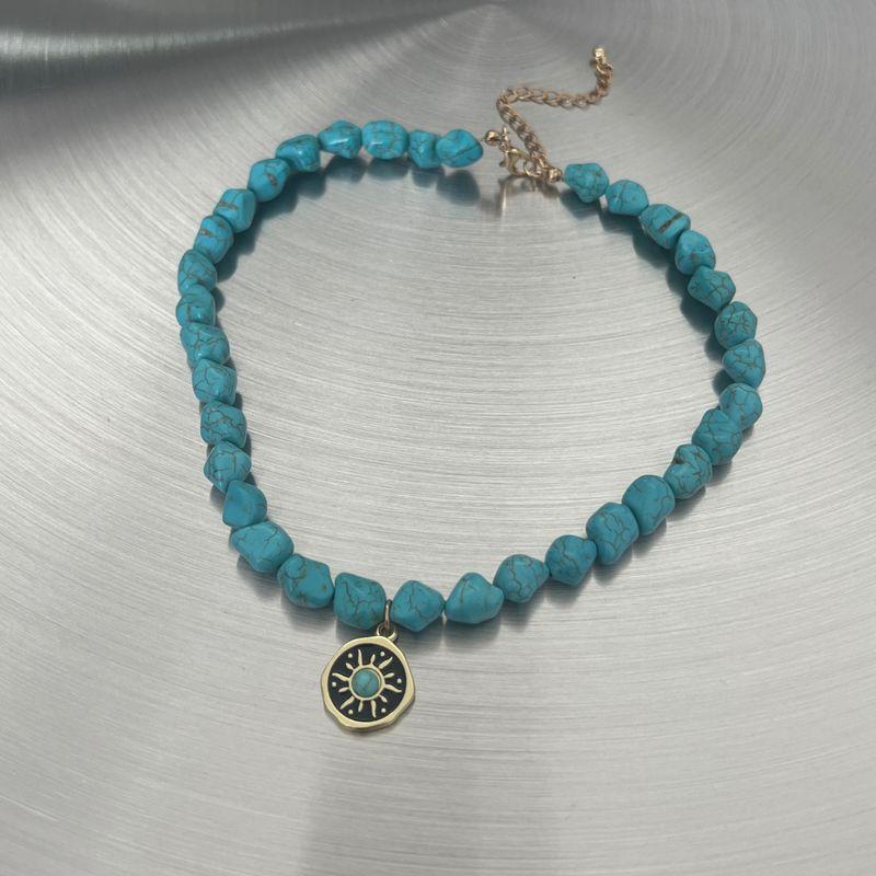 

Fashion Retro SUNFLOWER Tophus Necklace Female Ins Hip Hop Niche Design Clavicle Chain Boys Accessories Trendy Turquoise Sunflower Necklace