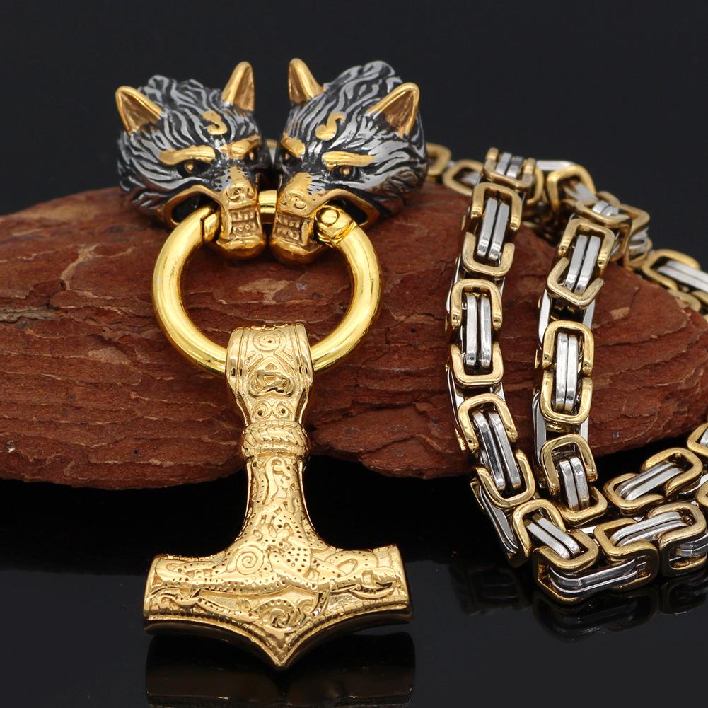European & American Stainless Steel Thor's Hammer Pendant Men's Necklace - Trendy Viking Jewelry