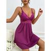Ladies pajamas, lace stitching seductive deep V suspender nightgown sexy loungewear