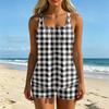Women’s Striped Tankini Set with Square Neckline and Boyshorts Swimwear Two Piece Bathing Suit for Beach Pool