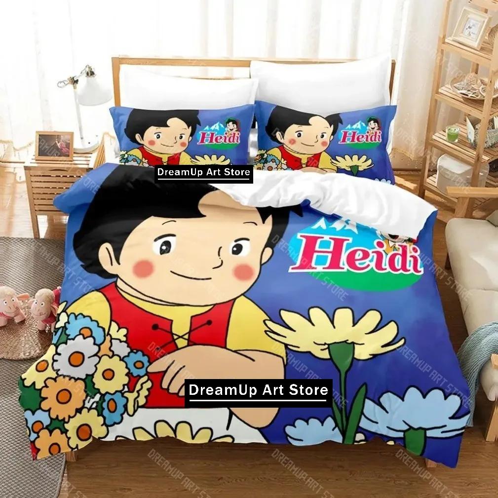 Alps Heidi Bedding Set,Maiden Of The Alps Bedding Set Girl From,Funny Heidi And Family Cartoon Print Quilt Cover Pillowcase