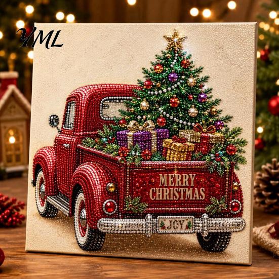 Set Artistico Scena Invernale Fai da Te Kit Pittura con Perle Finte di Natale, Decorazioni Festive 3D con Perline di Natale Progetto Creativo Festivo per Adulti, Decorazione Murale per la Casa