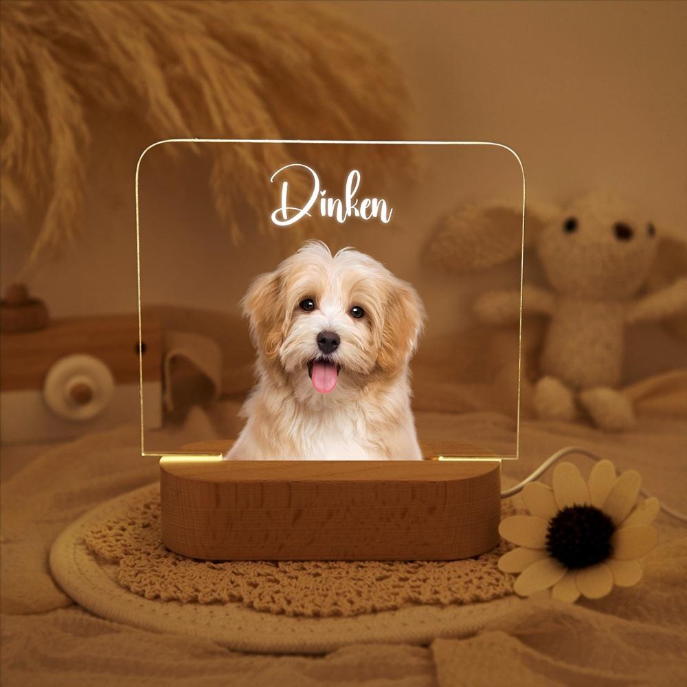 Custom Acrylic Pet Portrait Glow Personalized with Pet Photo Text Luminous Home Decor Pet Unique Memorial Keepsake for Pet Owner