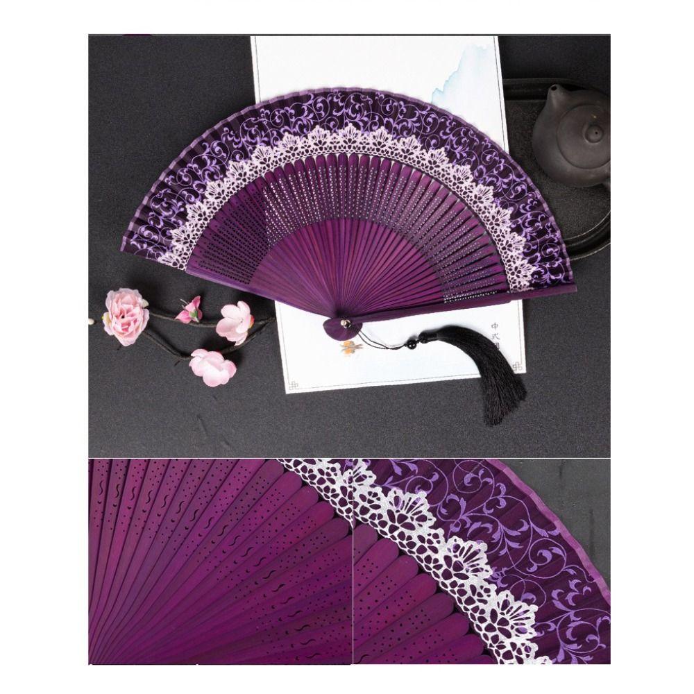 Silk Cloth Chinese Style Folding Fan Bamboo Material Bamboo Folding Fan  Hanfu Photography