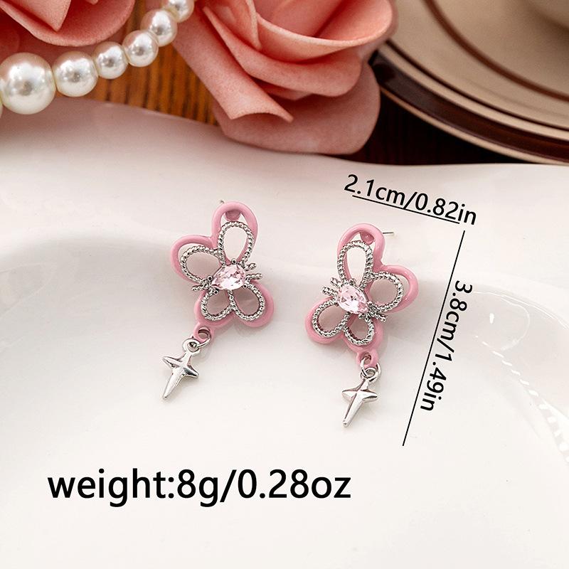 Stylish Butterfly Hollow-out Earrings In Pink for Beach Vacation