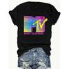 Retro MTV Damska Koszulka Graficzna Miękki Swobodny Krój Można Prać w Pralce Wiosna Lato