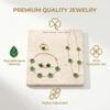 18K Gold Plated Stainless Steel 5 Leaf Clover Necklace Bracelet Earrings Ring 4pcs Jewelry Set for Women Lucky Gift