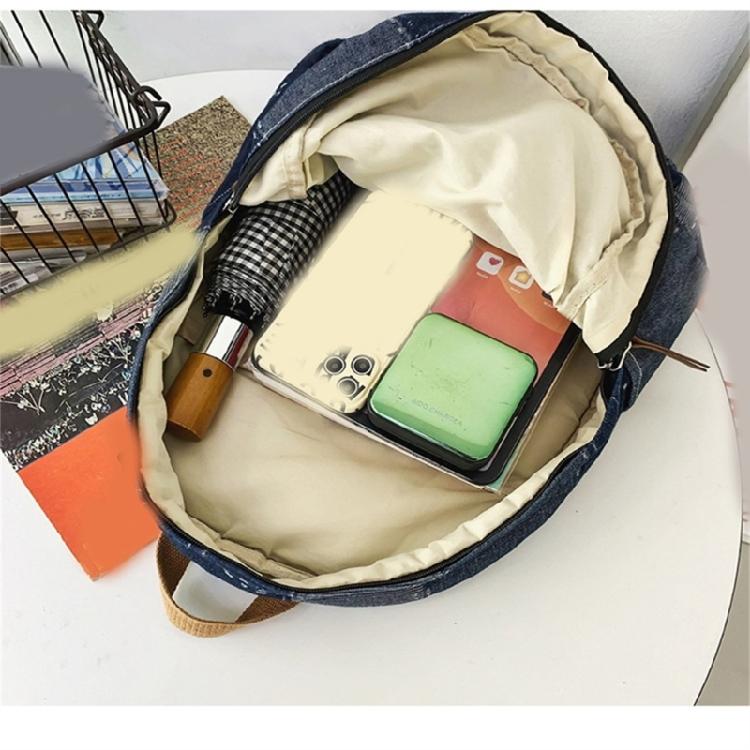 Student School Bag Denims Patched Backpack Girls Aesthetic Backpack Travel Bag Large Capacity Casual Daypacks