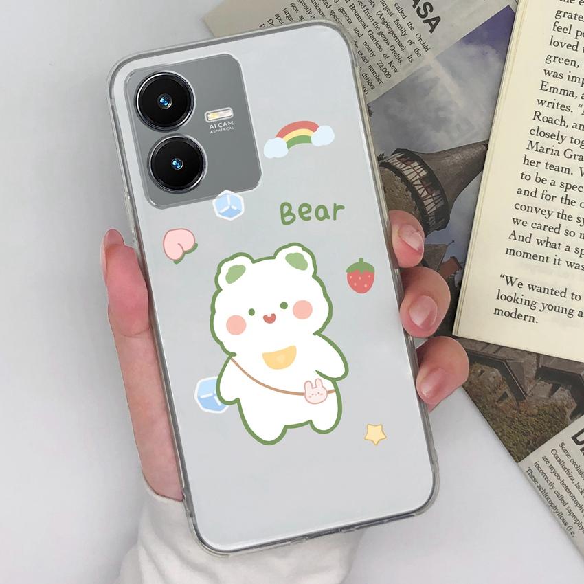 Coque de téléphone transparente pour Vivo Y36 Y22S Y33 Y35 Y37 Y27 Motif caneton mignon Silicone souple Haute qualité Résistante aux rayures Coque de protection pour Vivo Coques