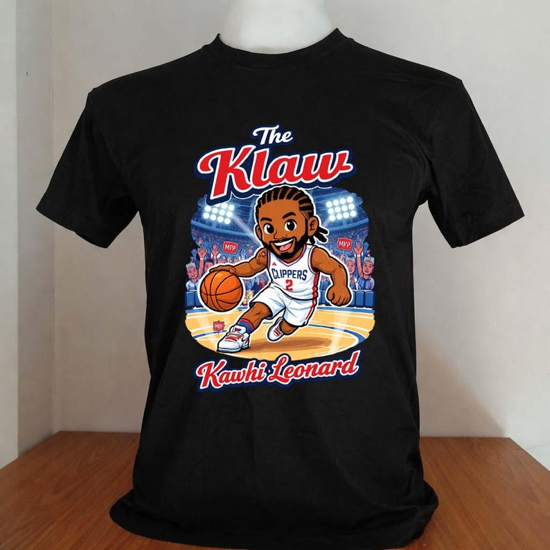 kawhi leonard la clippers cartoon shirt black color M