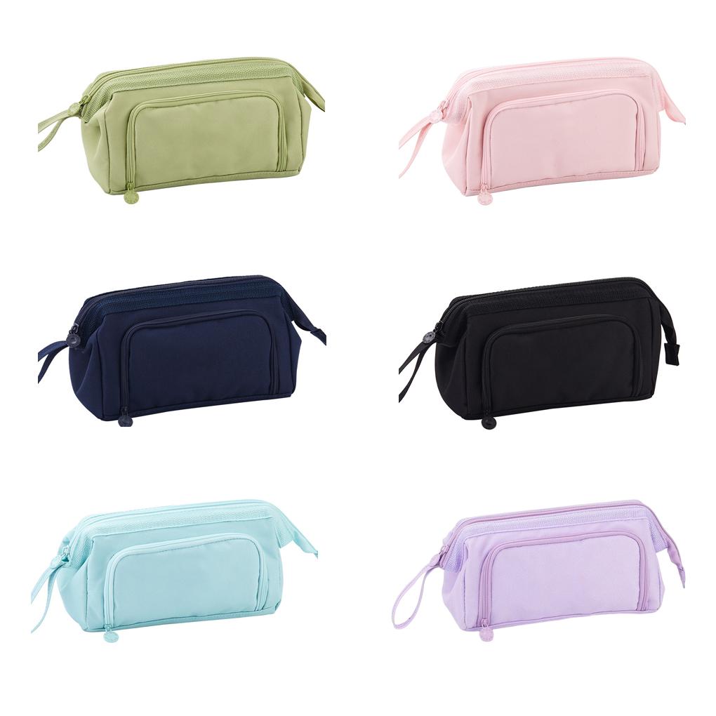 Pencil Bags Capacity Multifunctional Double-Layers Storage Box Solid Color Fabric School Supplies Children Teacher Women Men