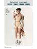 Solid Color Yoga Set: Three-Piece Outfit with Underwear, Pants, and Waist Cincher for Slimming and Body Shaping Fitness.