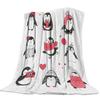 Custom Blanket Home Textile Penguin Cartoon Background Feet Flannel Weighted Blanket Warm Soft Throw Sofa Bed Travel Blankets