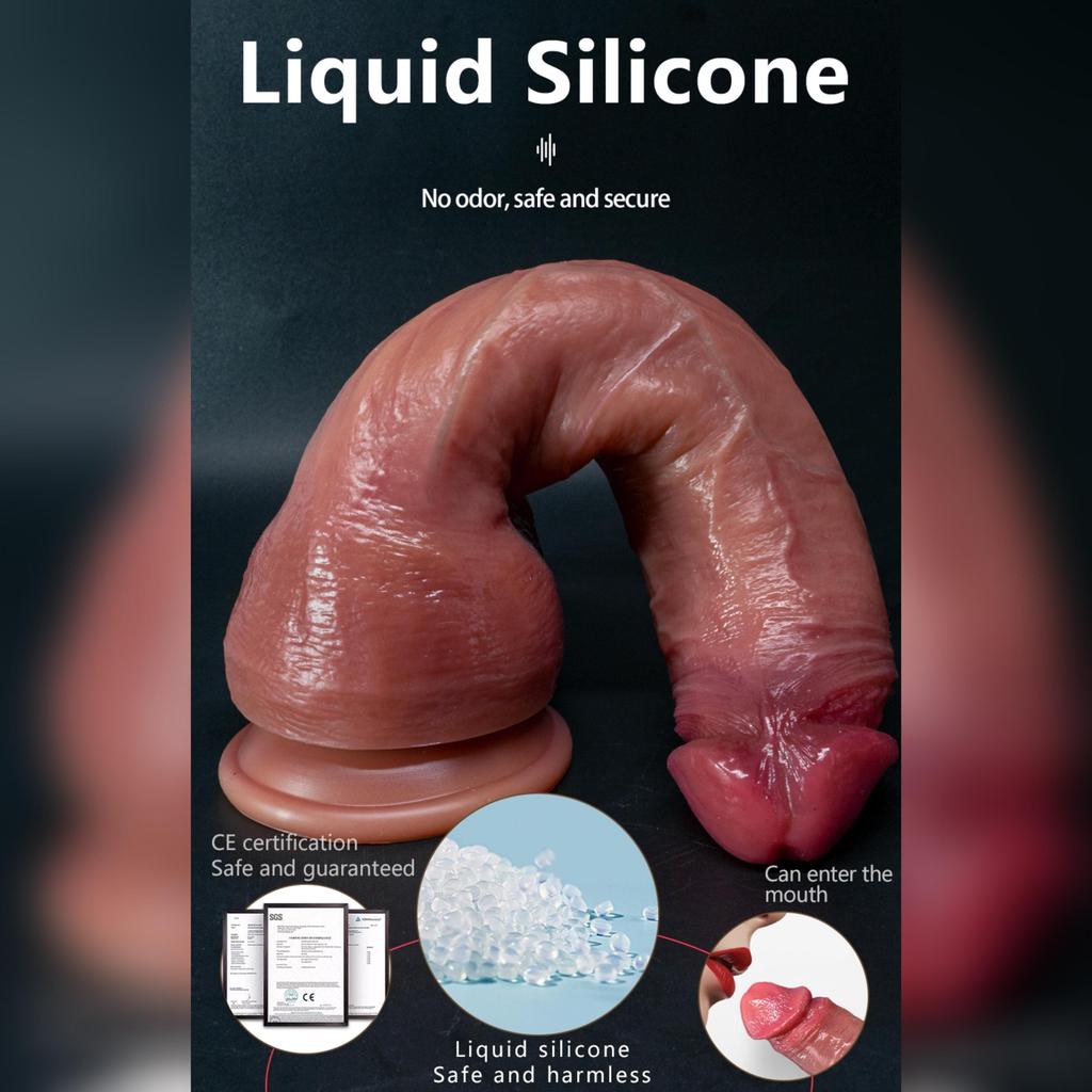 Dildo-XXL 33cm Realistic Soft Liquid Silicone Dildo with Veins,5 Sizes Super Huge Thick Phallus for Women&Men,Strong Suction Cup,Flexible G-Spot Toy