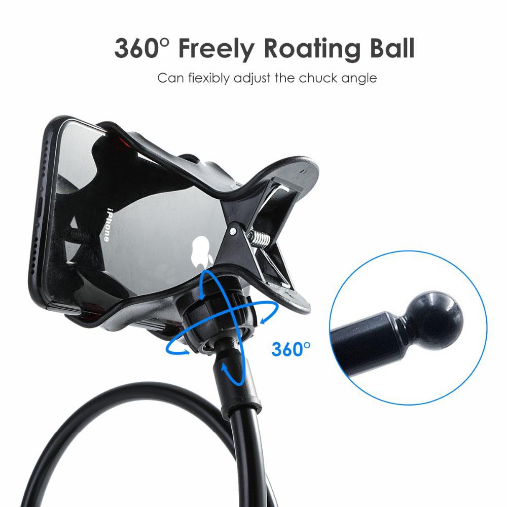 Desk iPhone Anroid Device Long Arm Mount Clamp Gooseneck Stand Cellphone Clip Mobile Phone Holder