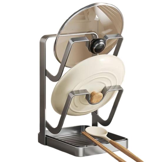 Countertop Pot Lid Kitchen Organizer with Spoon Pot Lid Holder While Cooking Rest Carbon Steel