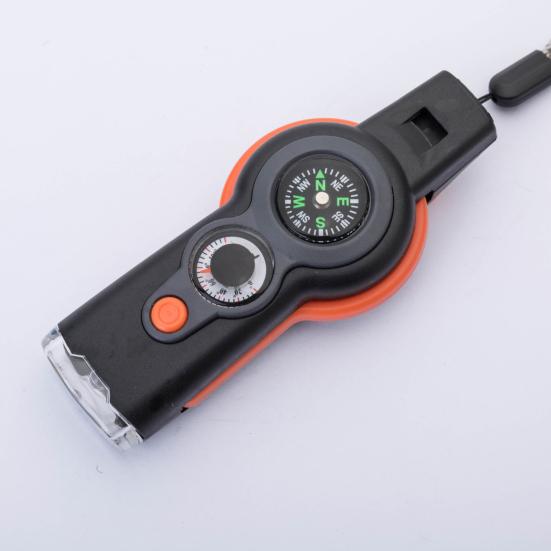 Notpfeife Kompakte Größe Lauter Knackiger Ton Lupendesign Hoher Dezibelwert mit LED-Licht Multifunktionspfeife