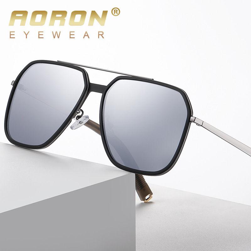 AORON Metal Frame Polarized Sunglasses for Men Women Fashion Driving Cycling Outdoor UV400 Anti Glare Glasses
