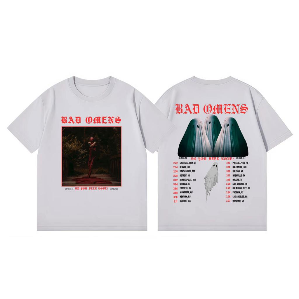 Bad Omens Do You Feel Love Tour 2026 Grafiska T-shirts Gotisk Vintage Kortärmad T-shirt Herr Dam Mode Casual Lös T-shirt