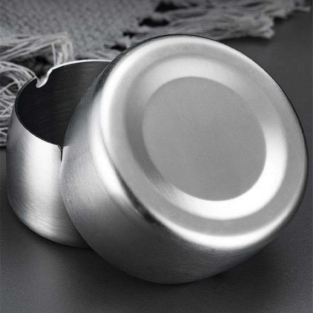 1pc Stainless steel ashtray, commercial hotel KTV, creative ashtray, windproof and anti fall metal thick ashtray