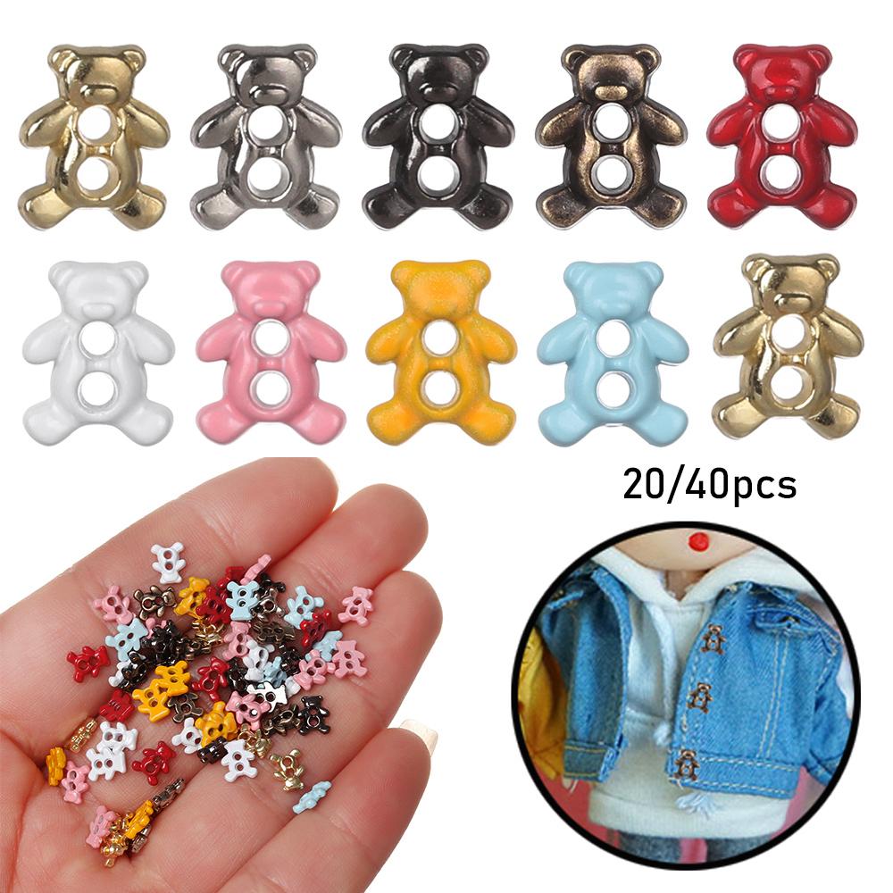 20/40Pcs Mini 6mm Metal Buckle Bear Pattern Decor Buckles for 1/6 Kid Doll Toy Button Buckle DIY Doll Clothes Sewing Accessories