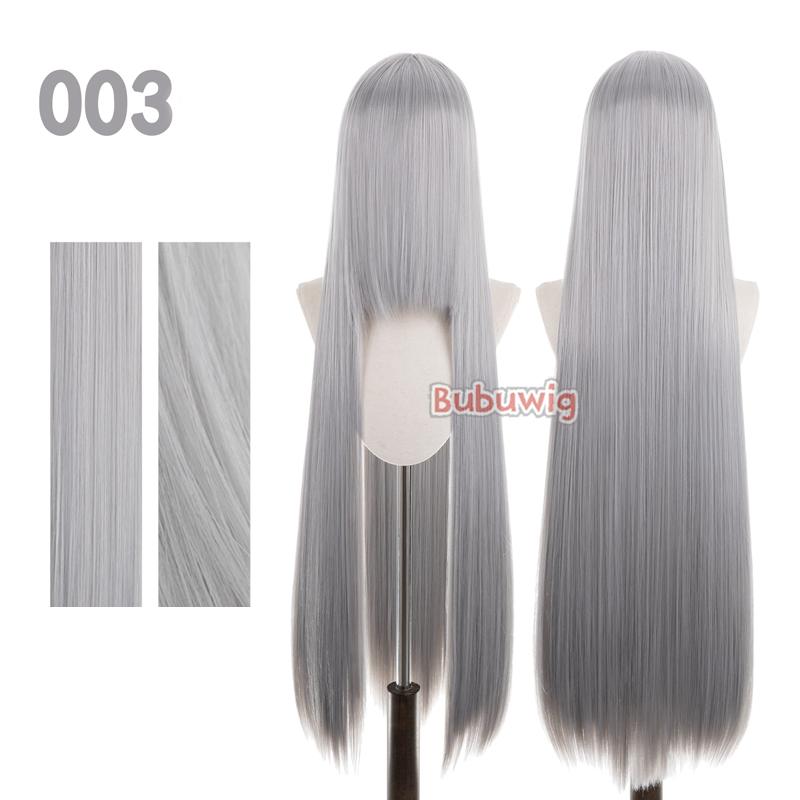 Bubuwig Synthetic Hair 100cm Long Straight Pure Color Cosplay Wigs Over 100 Colors Black White Red Blue Brown Wig Heat Resistant