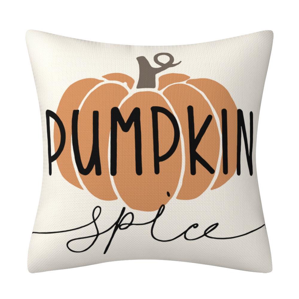 New Autumn Theme Harvest Pumpkin Linen Pillowcase Maple Leaf Letter Pillowcase Household Supplies