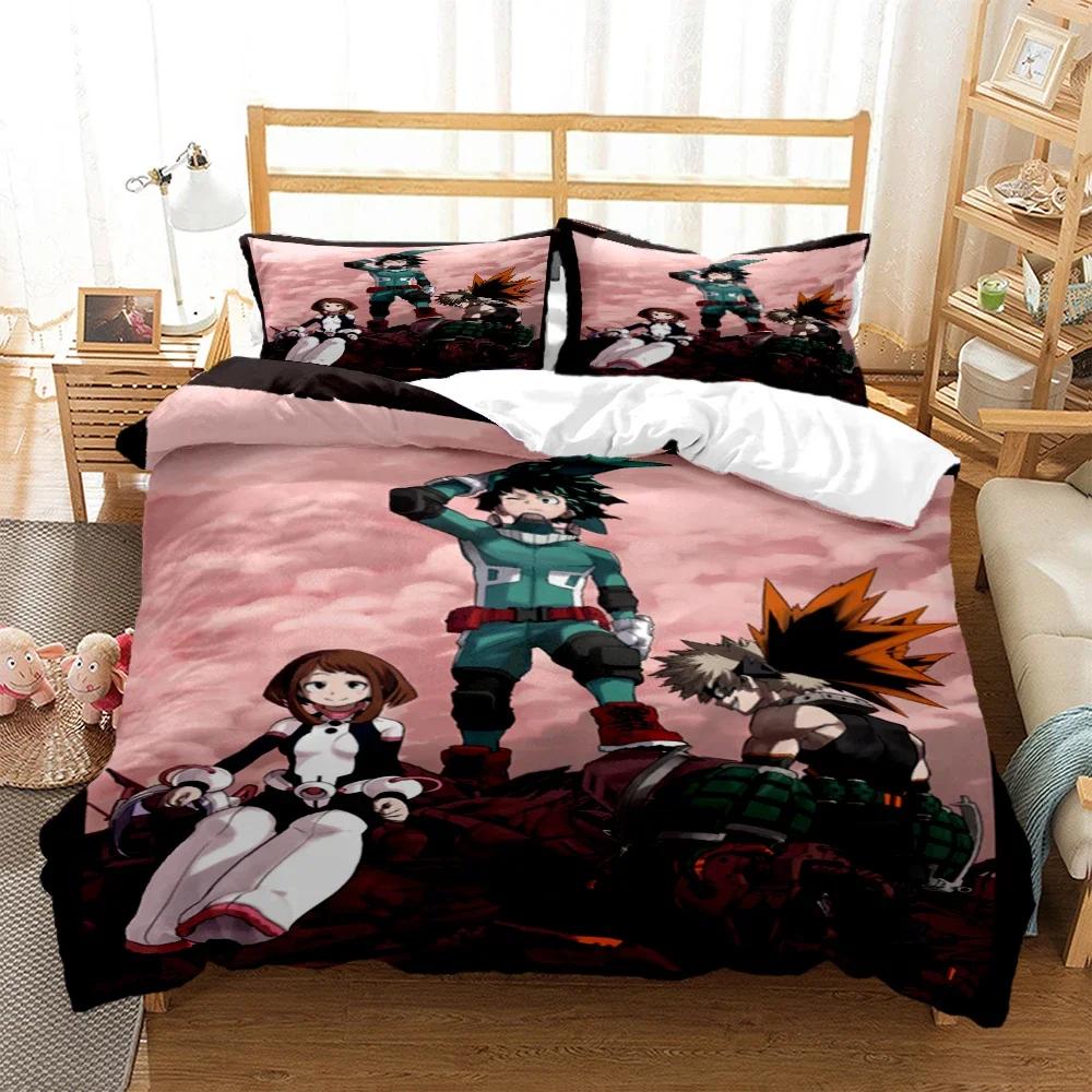 My Hero Anime Druck Dreiteiliges Bettwäscheset Mode Kinder Oder Erwachsene Für Betten Bettbezüge Kissenbezüge Bettwäscheset Geschenk