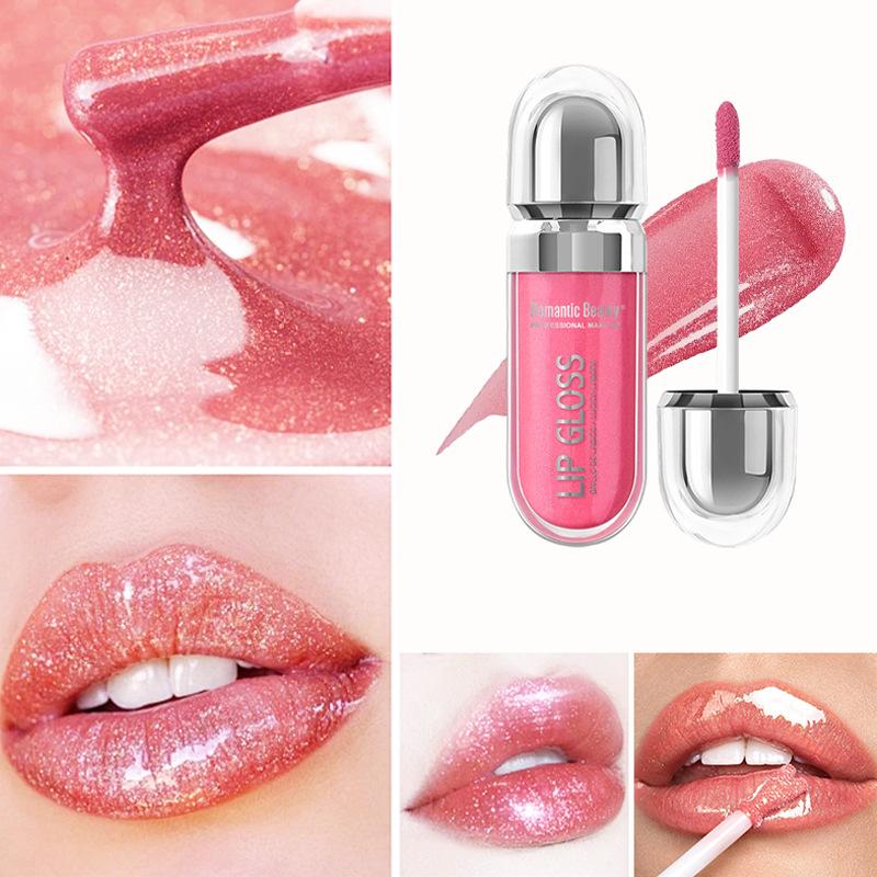 Mirror Pearlescent Lip Gloss Shimmer Plump Lip Gloss Easy to Color Lip Glaze Long-Lasting Liquid Lipstick Plumping Lip Oil