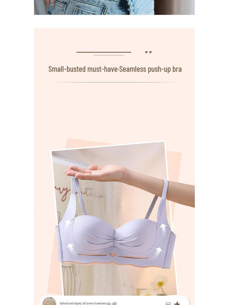 Cartoon Chest Uplift Wire-Free Seamless Half Cup Padded Bra for Small Busts