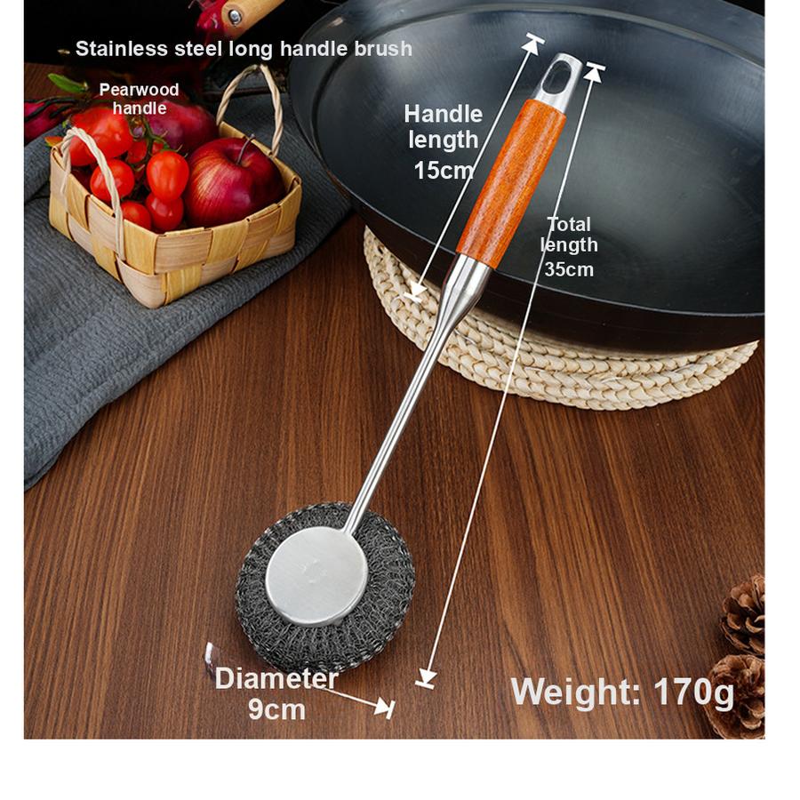 2 Pcs Stainless Steel Pot Brush with Thick Handle, Kitchen Cleaning Brush for Pots and Pans, Stainless Steel Wire Ball Brush