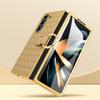 Für Samsung Galaxy Z Fold5 5G Hülle Gewebte Textur Leder+PC Handyhülle mit Rückseitenfolie
