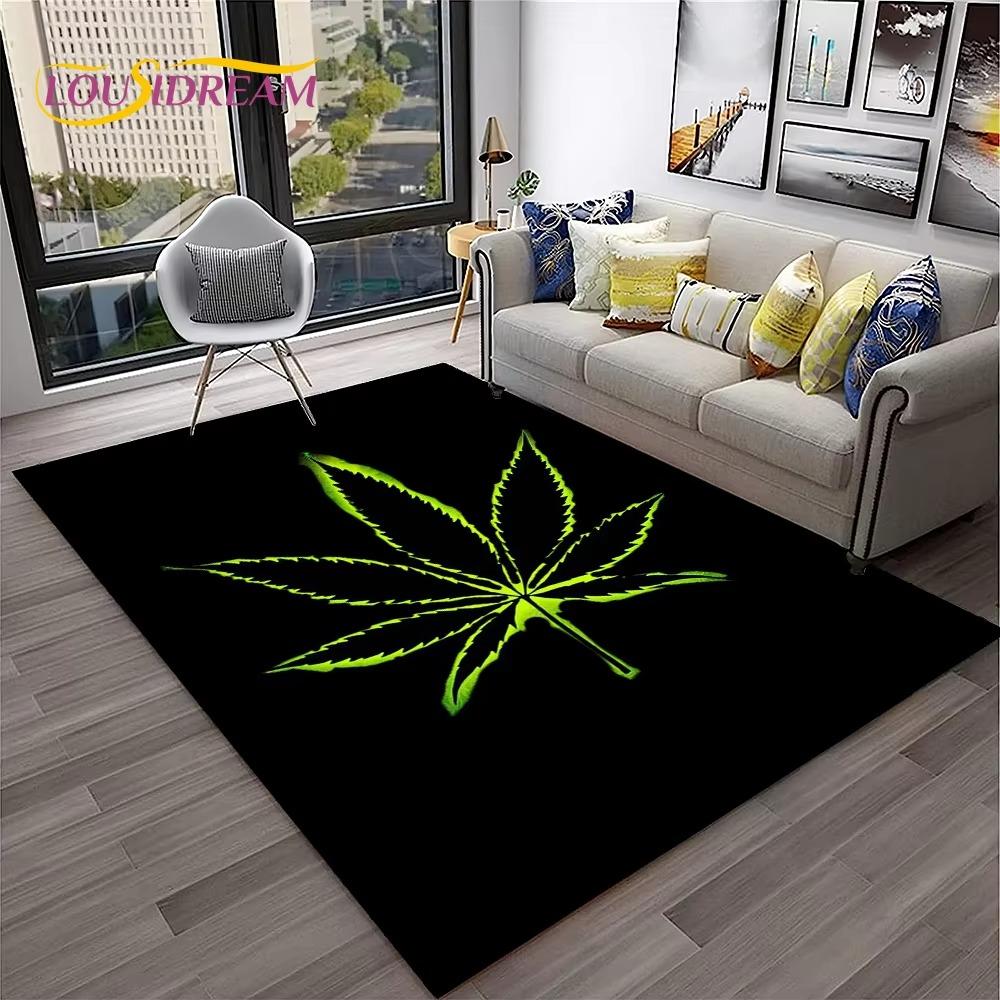 Weed Plants Maple Leaf Carpet Rug for Home Living Room Bedroom Sofa Playroom Doormat Kitchen Decor Area Rug Non-slip Floor Mat
