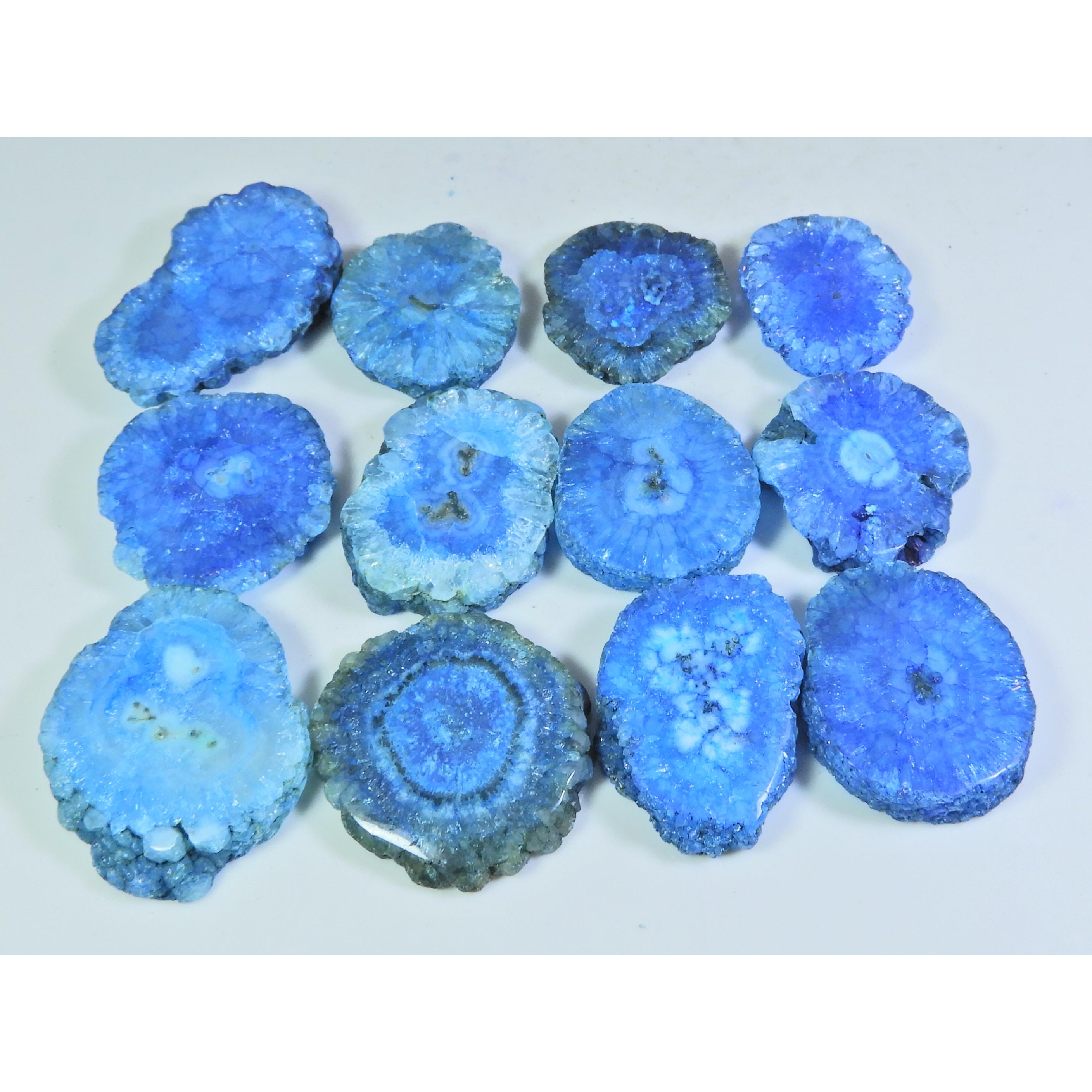 

480Cts. Dyed Solar Druzy Agate Mix Shape Cabochon Loose Gemstone 12Pcs Lot A-702