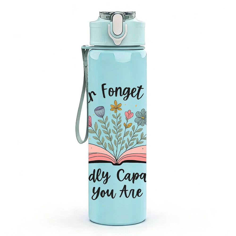 1PC Flower Forget Him Book Art 750ml Color Plastic Sports Water Bottle Leakproof Flip Straw Lid Suitable for Sports Office Home Use