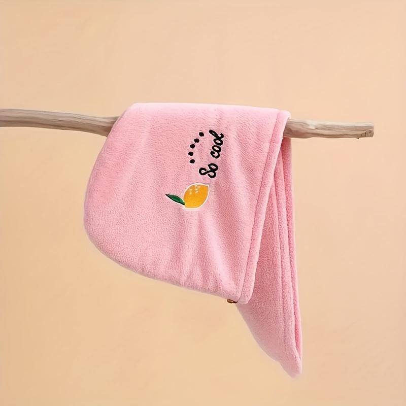1pc Women'S Super Absorbent Quick-Dry Hair Towel Cap with Cute Cartoon Embroidery Design - Lightweight, Fabric Coral Fleece Perfect for Bathing