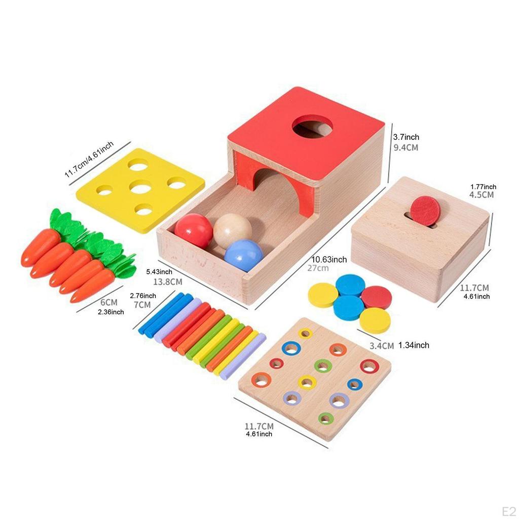 Object Permanence Box Color Shape Sorting Learning Carrot Harvest Matching Game 4 in 1 Wooden Toys
