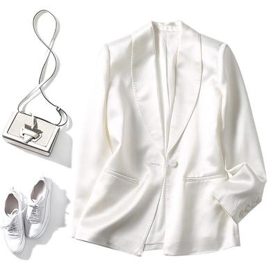 Damen Kurzer Schwergewichtiger Triacetat Blazer - 2025 Koreanischer Stil, Lässiger Frühling/Herbst Anzug