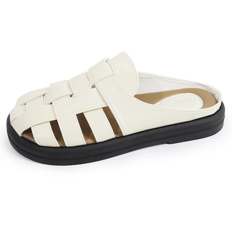 

Fashion Weave Women Slippers Flats Sandals Mules Casual Shoes Summer 2025 Trend Shallow Dress Loafers Shoes Beach Comfort Flip Flops 35 бежевый