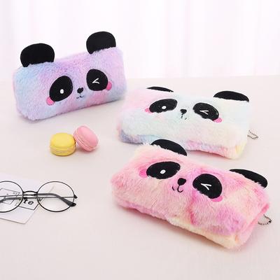 New Plush Gradient Panda Pencil Case Cute Cartoon Storage with Large Capacity Student Stationery Festival Gifts