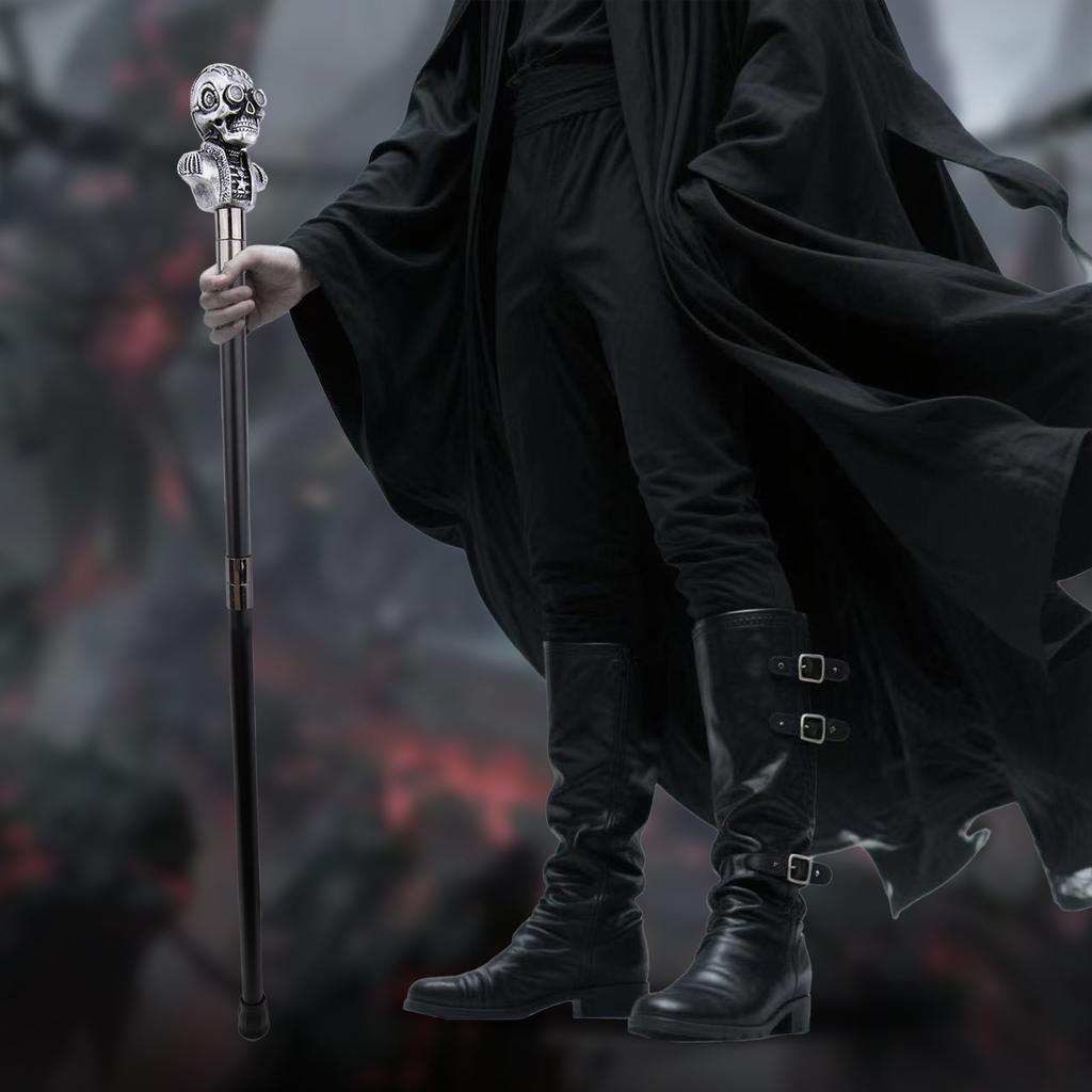 Silver Resin Skull Head Walking Cane Fashion Decorative Steel Stick Gentleman Elegant Cosplay Cane Knob Crosier 92cm