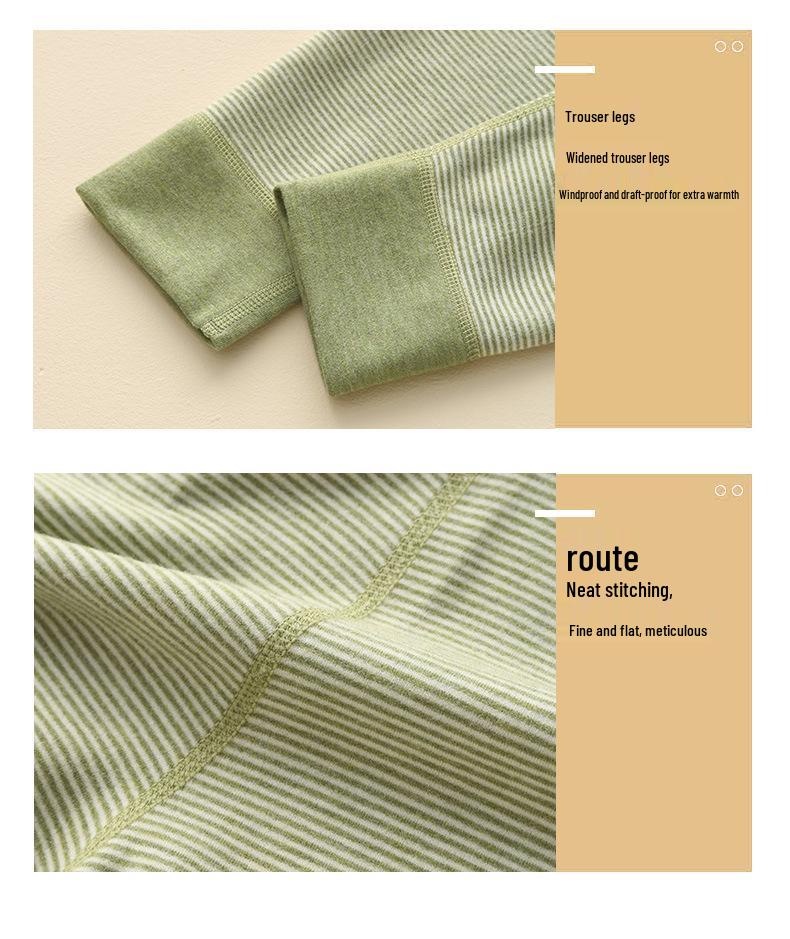 Class A Children's Striped Thermal Pants: Warm Fleece-Lined Cotton Leggings for Boys and Girls