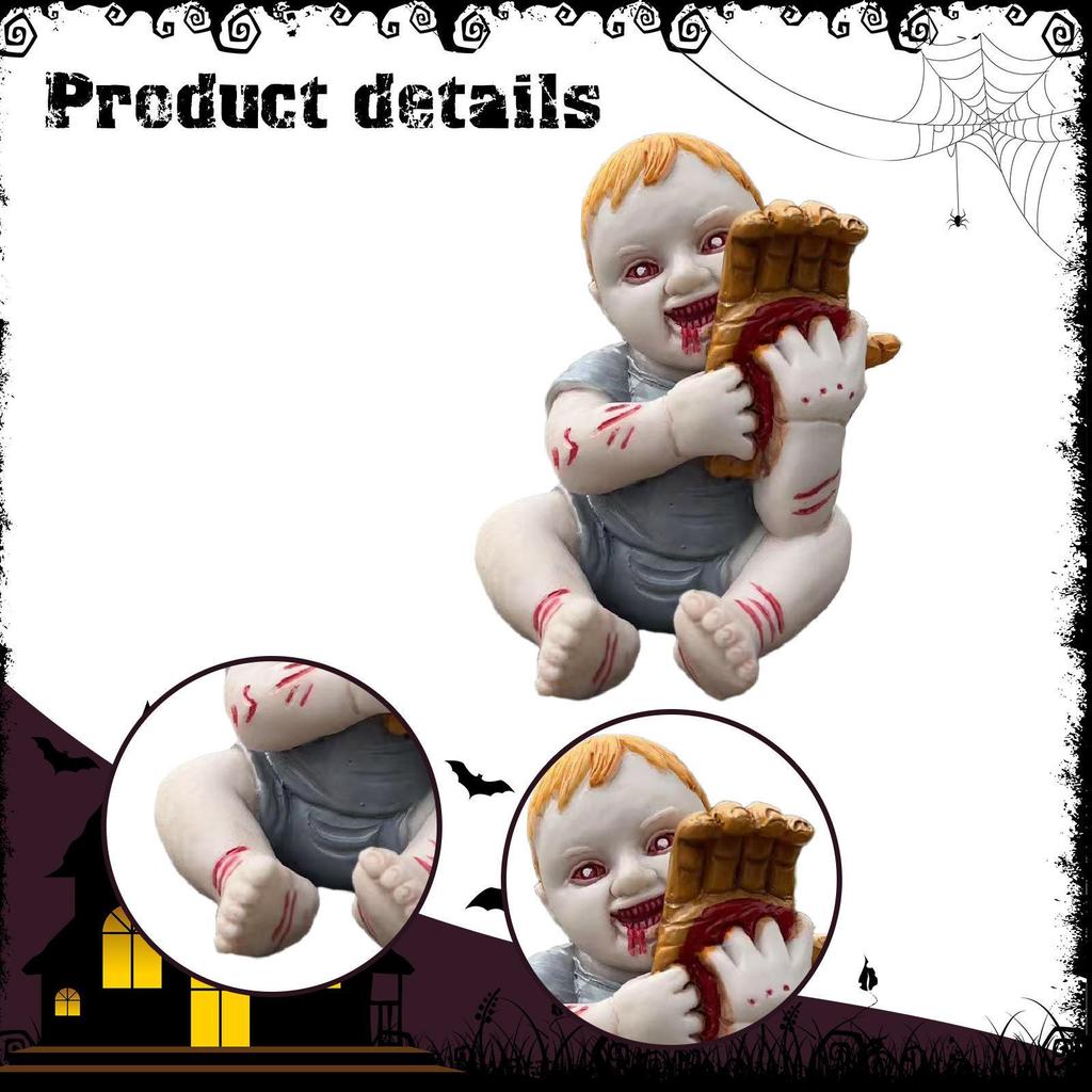 Halloween Doll Creepy Decorative Handmade Statue Sculpture for Office Porch Tabletop