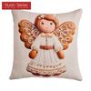 1PC Nuan Series Christmas Pillowcase Gingerbread Santa Claus Pattern Printed Soft Cushion Cover for Sofa Living Room Bedroom Home Decor Party Decor