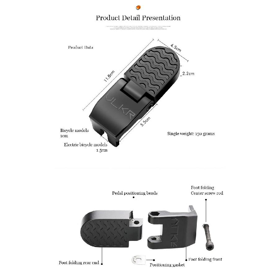 Electric Bicycle Rear Pedal Bicycle Rear Wheel Folding Pedal Electric Standing Person Universal Pole Mountain Bike Pedal