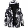 Cappotto Invernale da Uomo in Ecopelliccia con Cappuccio Zip-up Tie-Dye Giacca Morbida Calda