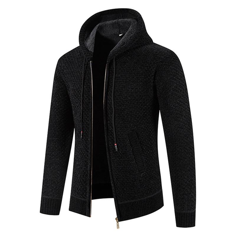 High Quality Winter Men Cardigan Sweater Thick Warm Hooded Casual Sweatercoat Mens Solid Zipper Knitted Cardigan Sweaters Men