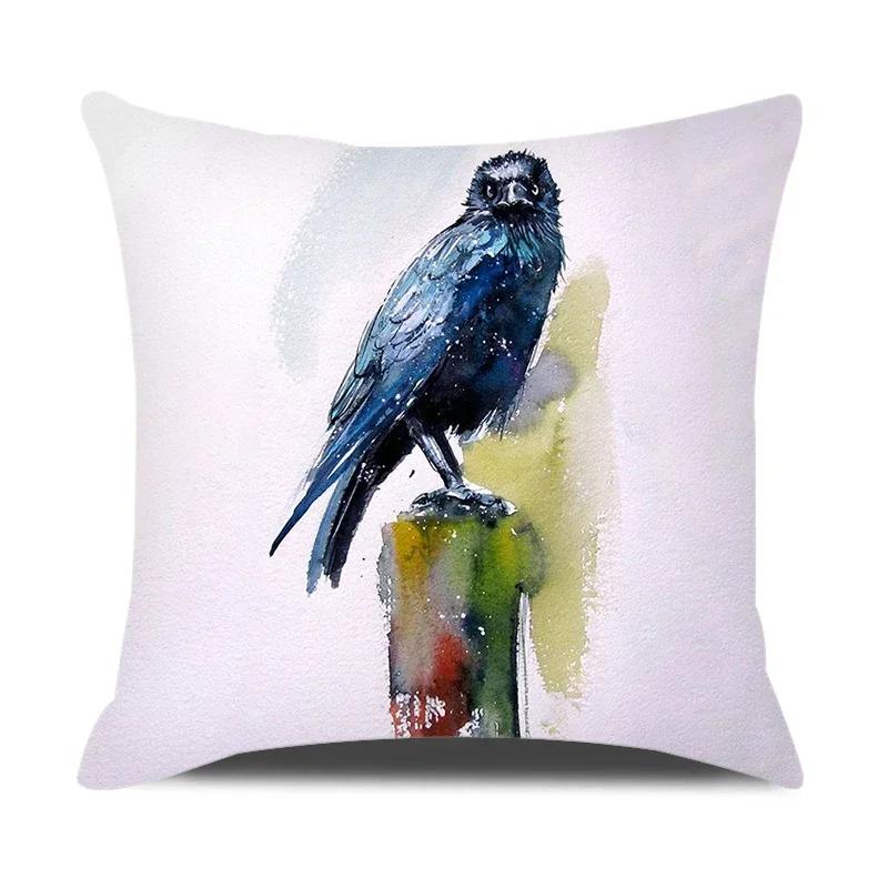 Watercolor Animals Cushion Cover 45X45Cm Cartoon Animals Portrait Printed Throw Pillow Cover Home Decorative Pillowcase For Sofa
