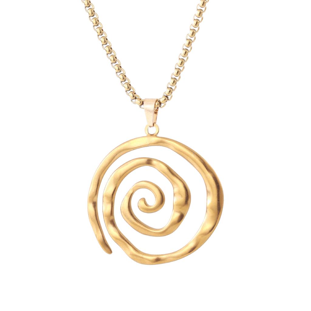 Ladies Fashion Simple Swirl Geometric Thread Circle Pendant Necklace Jewelry