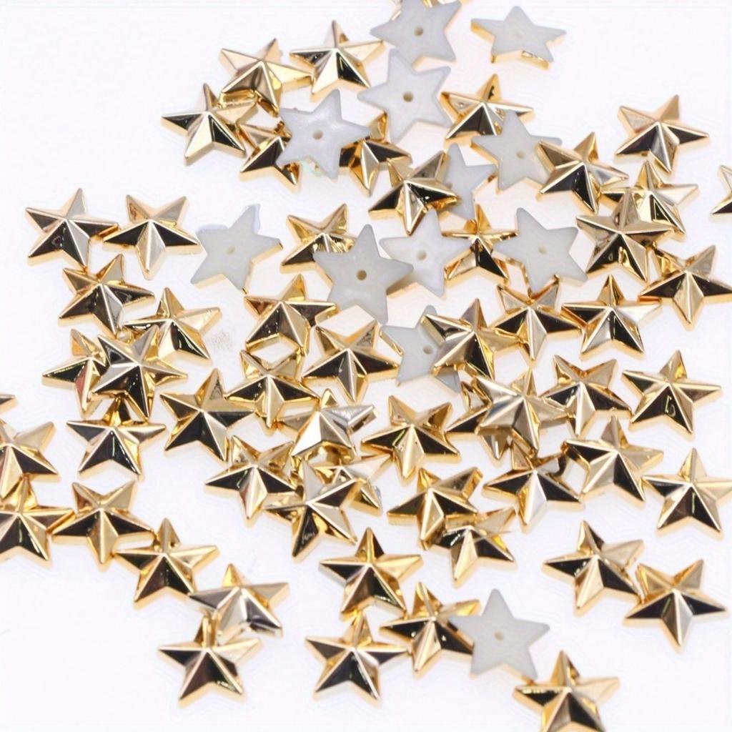 100 Acrylic Diamond Flat Bottom Gold and Silver Five-pointed Star DIY Production of Decorative Clothing Accessories Accessories